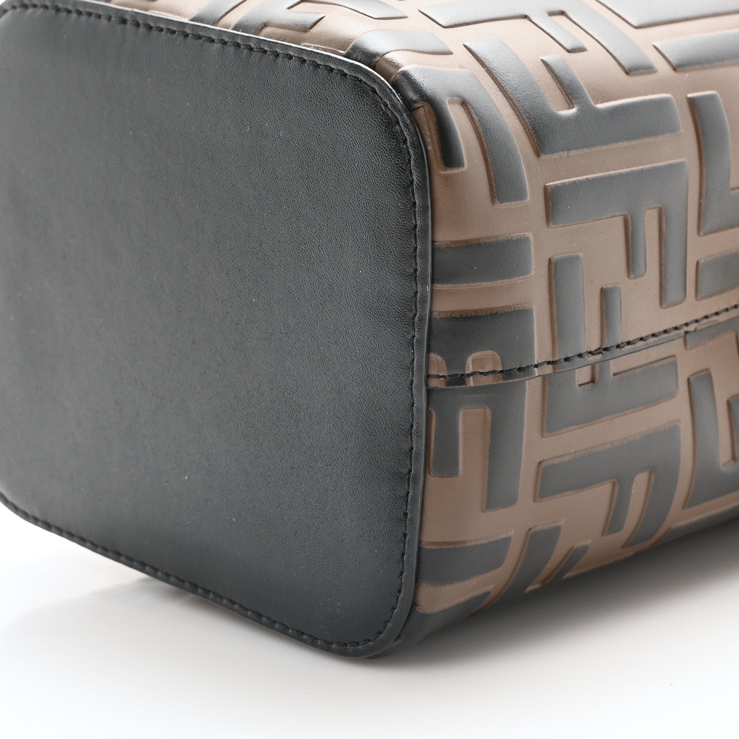 Fendi Vitello Liberty F is Fendi Bi-Color FF 1974 Embossed Mini Mon Tresor Bucket Bag Maya Black 10 of 10