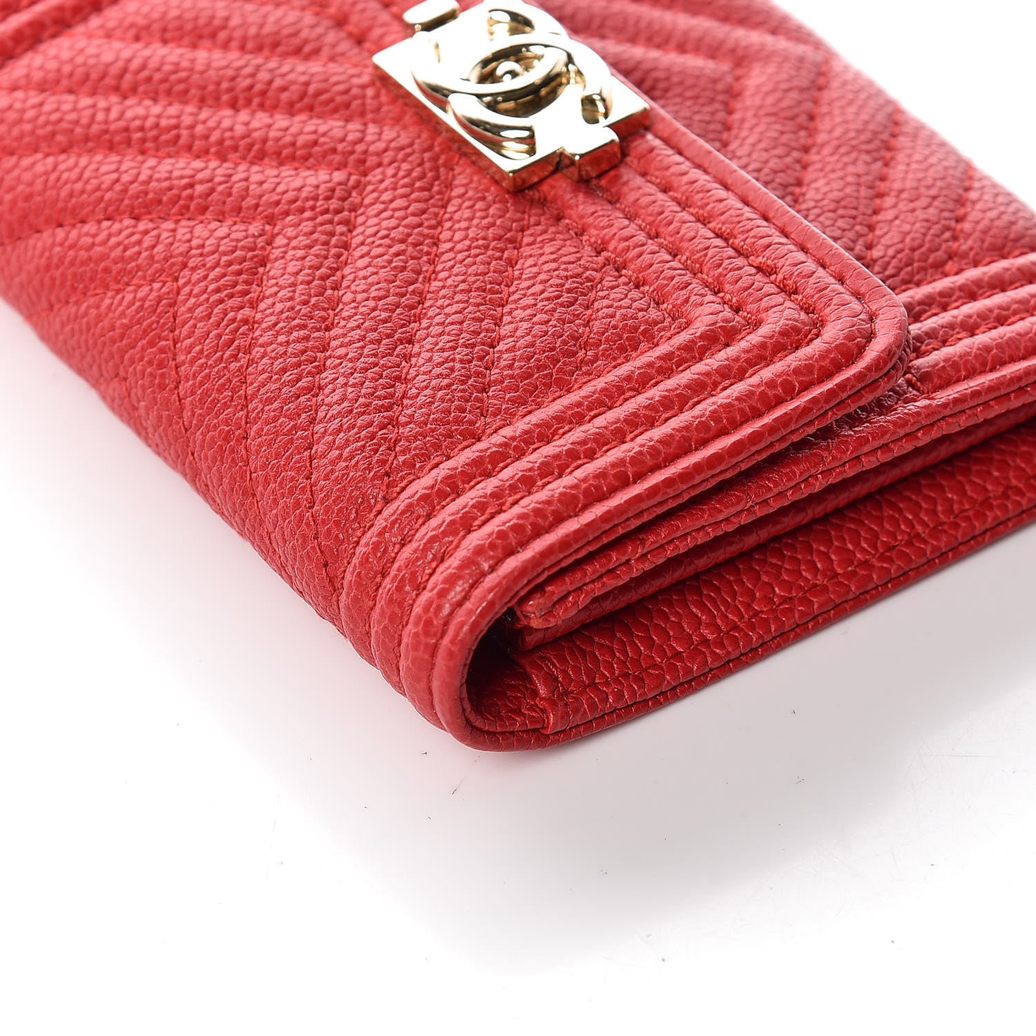 Chanel Caviar Chevron Quilted Boy Card Holder Wallet Dark Red 8 of 12