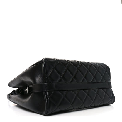 Chanel Metallic Goatskin Quilted Small City Rock Shopping Tote Black 4 of 10