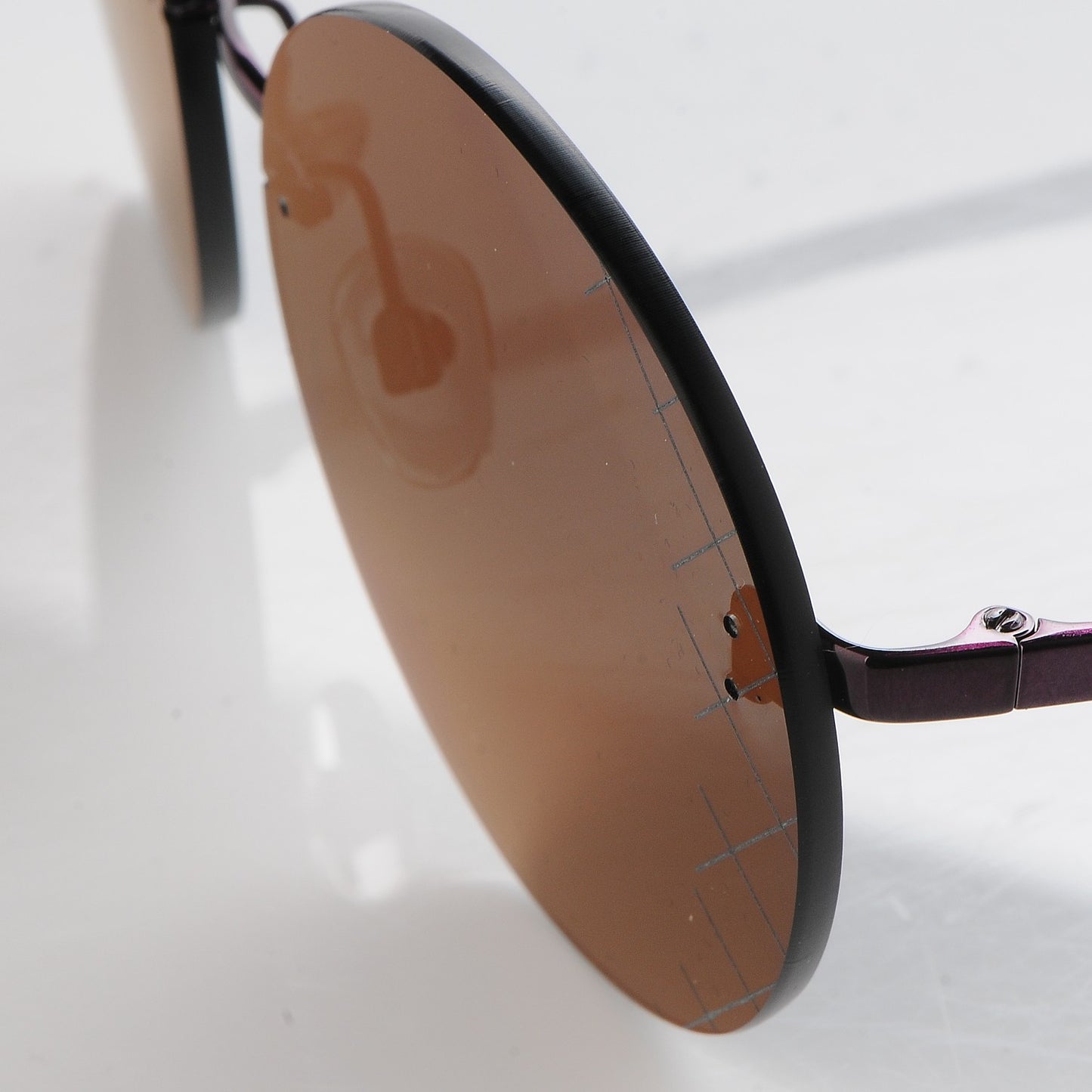 Metal Rimless Round Sunglasses 4216 Bordeaux