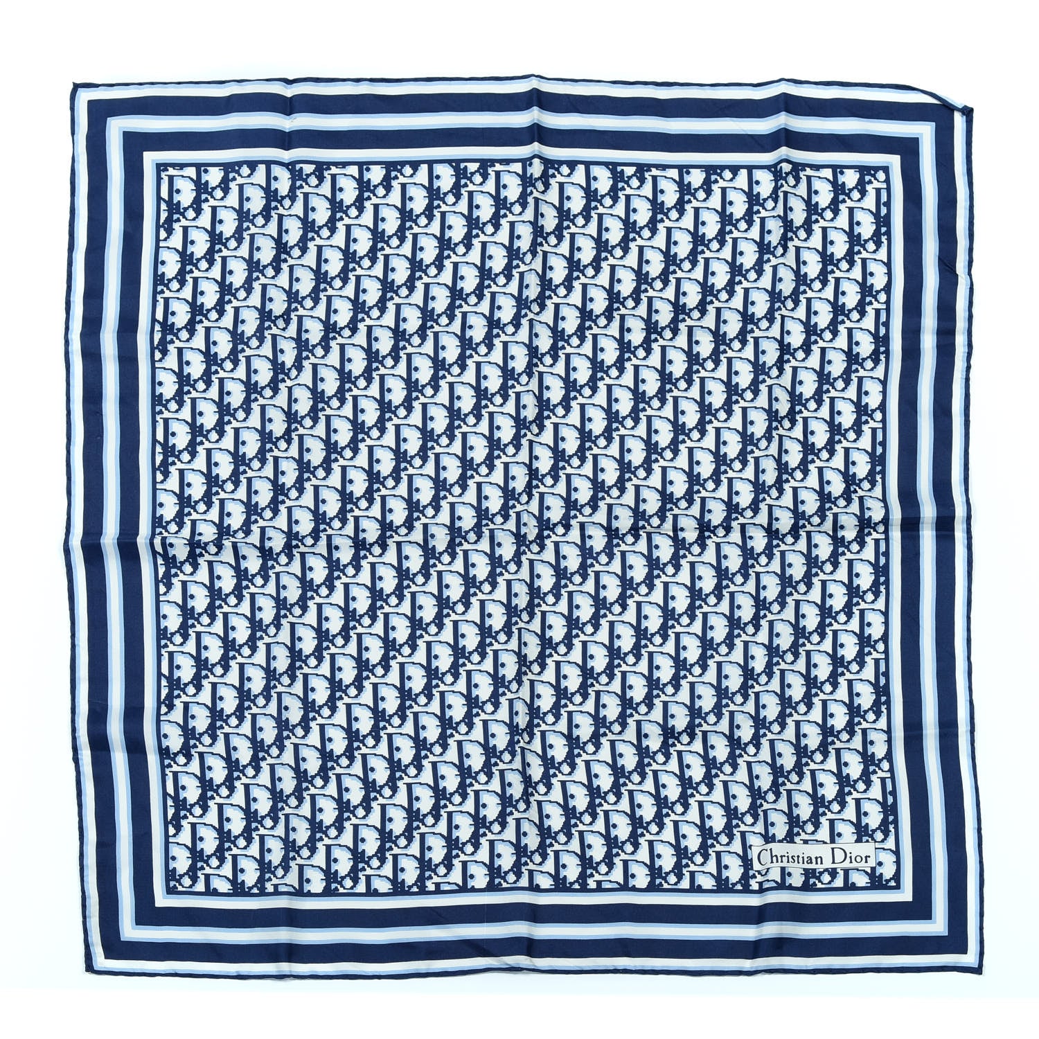 Christian Dior Silk Monogram Scarf Blue 1 of 3
