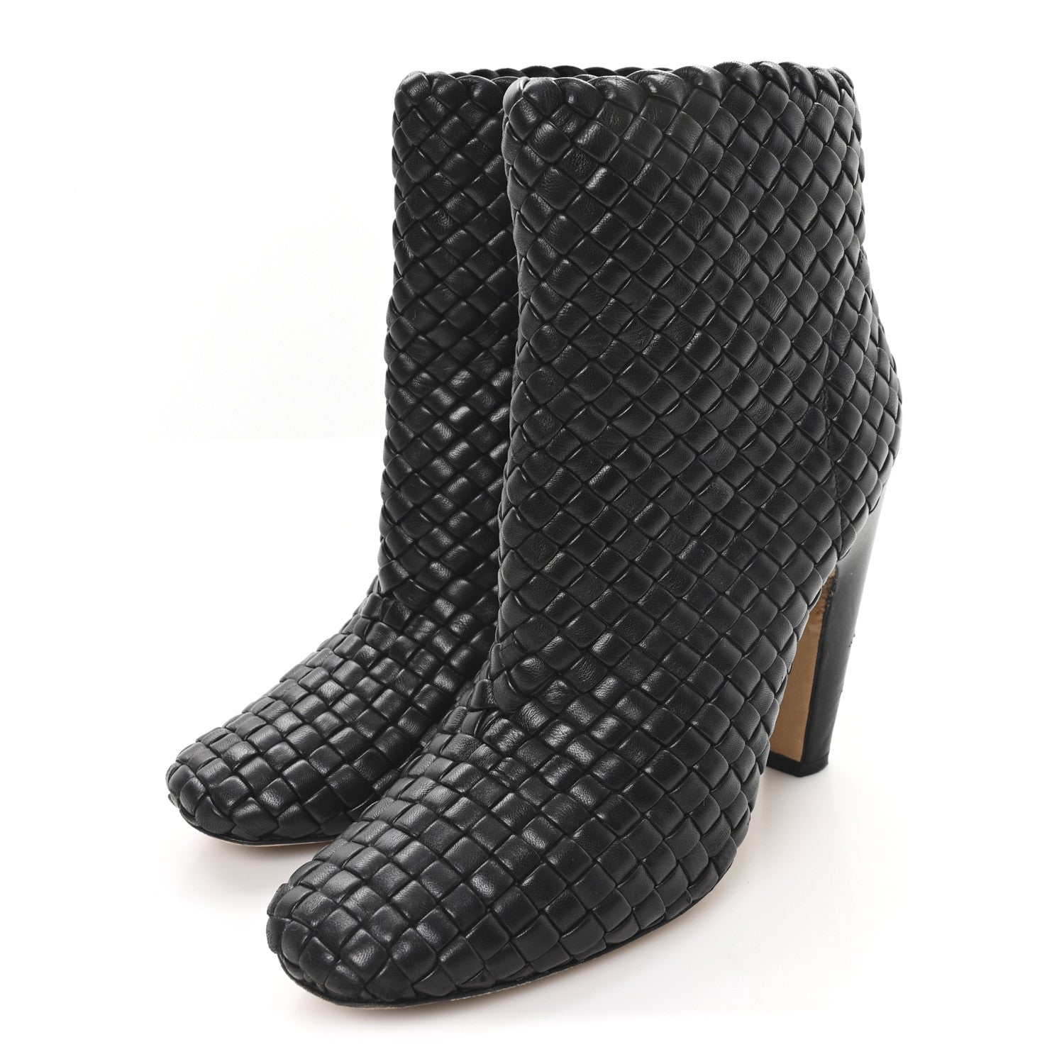 Bottega Veneta Nappa Padded Intreccio Canalazzo Ankle Boots 38 Black 4 of 10