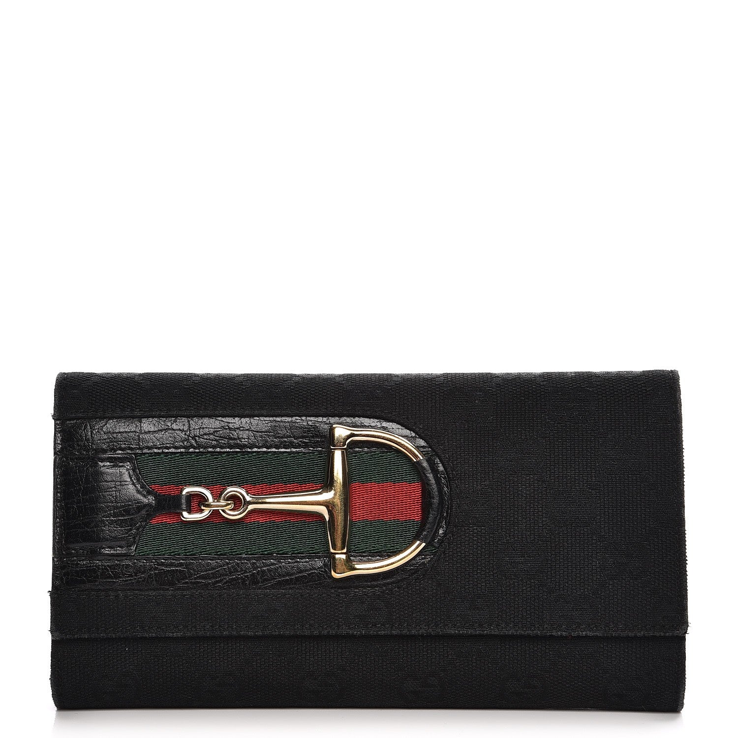 Gucci Monogram Web Hasler Continental Wallet Black 1 of 12