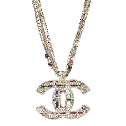 Chanel Pearl Large CC Pendant Necklace Gold Green Red 1 of 6