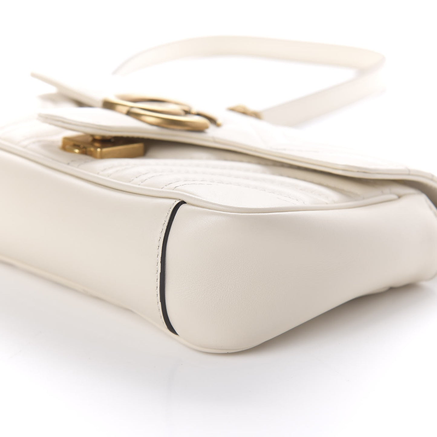 Calfskin Matelasse Mini GG Marmont Shoulder Bag White