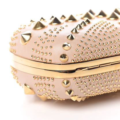 Alexander McQueen Calfskin Studded Britannia Skull Box Clutch Taupe 6 of 11