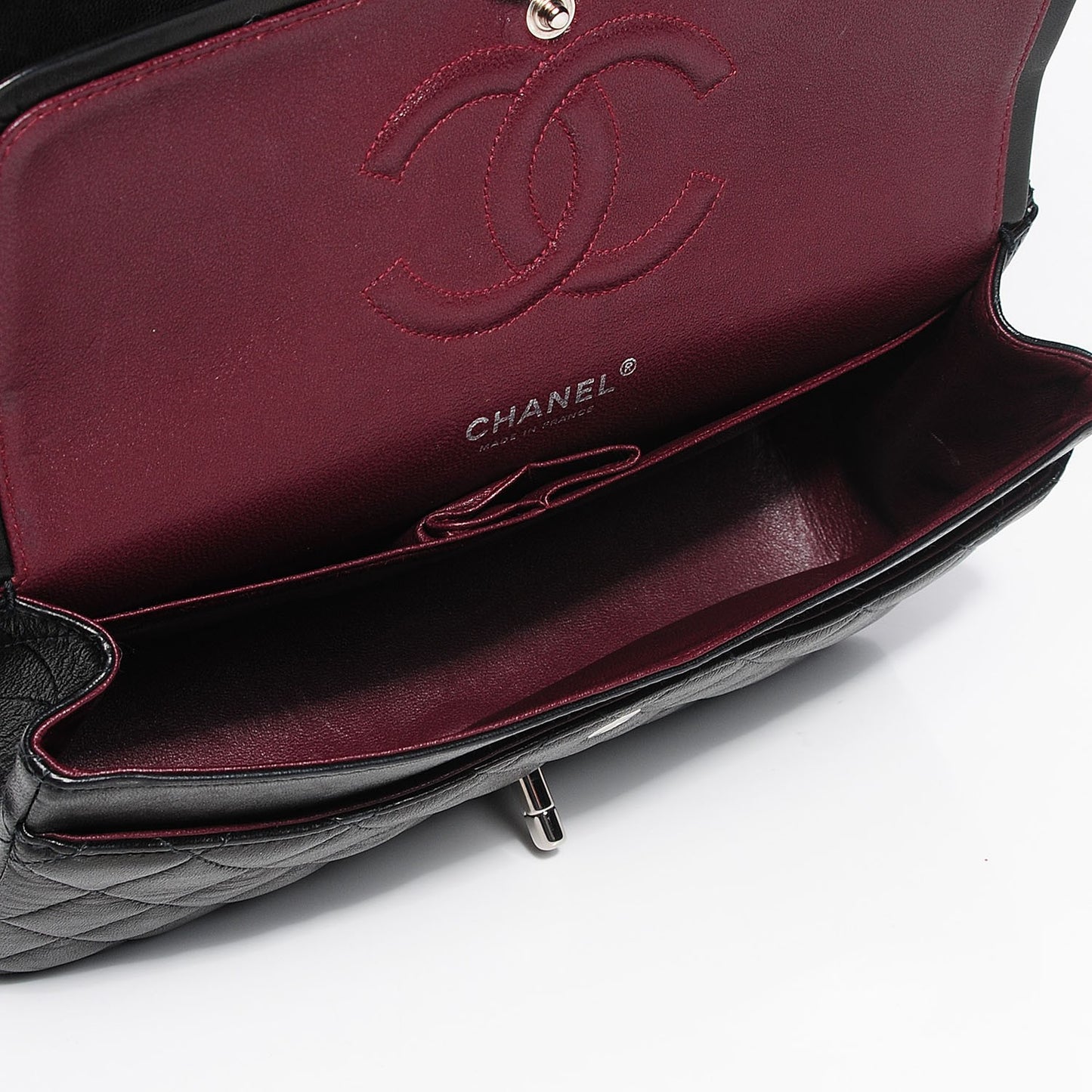 Lambskin Quilted Medium Double Flap Black