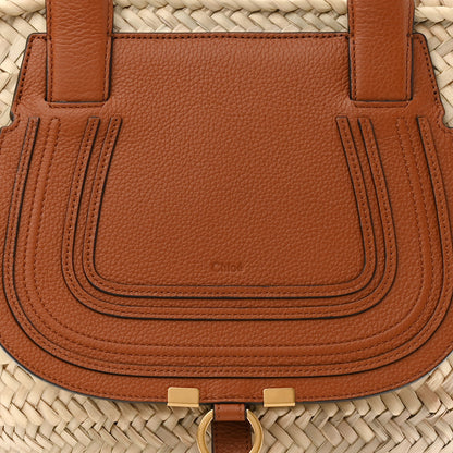 Chloe Raffia Small Grain Calfskin Medium Marcie Basket Tan 7 of 11