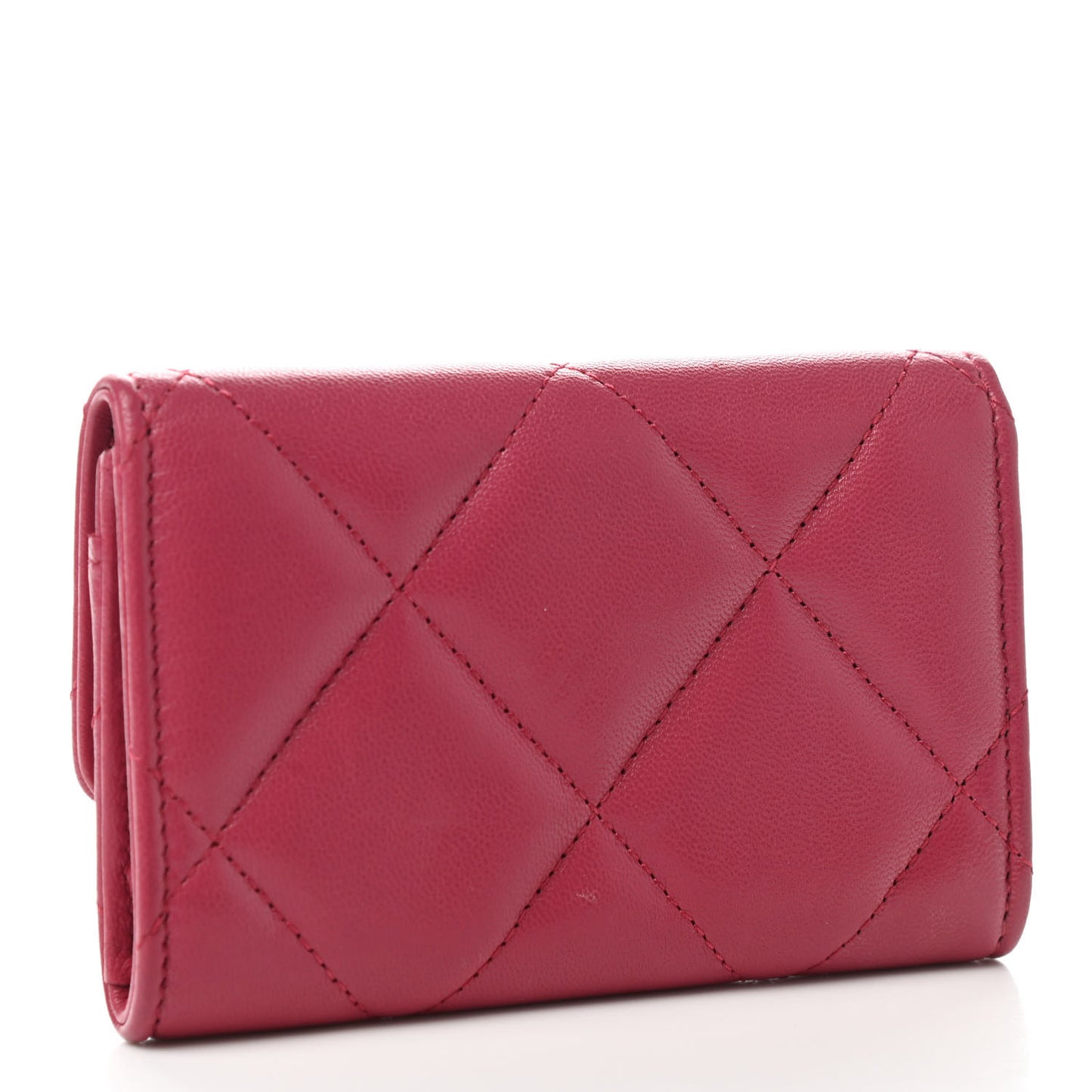 Lambskin Quilted Chanel 19 Flap Card Holder Pink