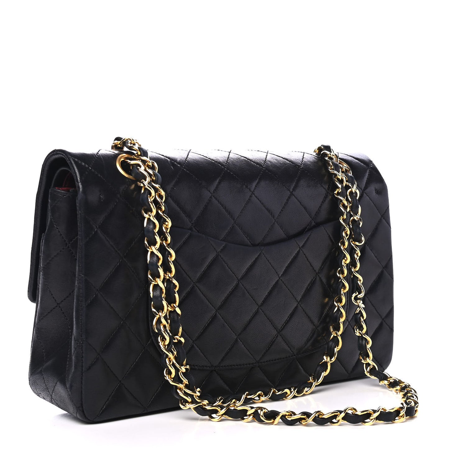 Lambskin Quilted Medium Double Flap Black