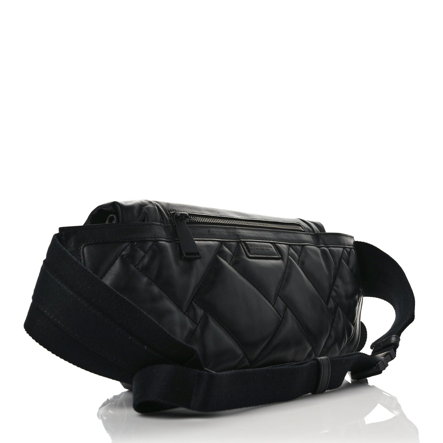 Perforated Calfskin Quilted Belt Bag Black
