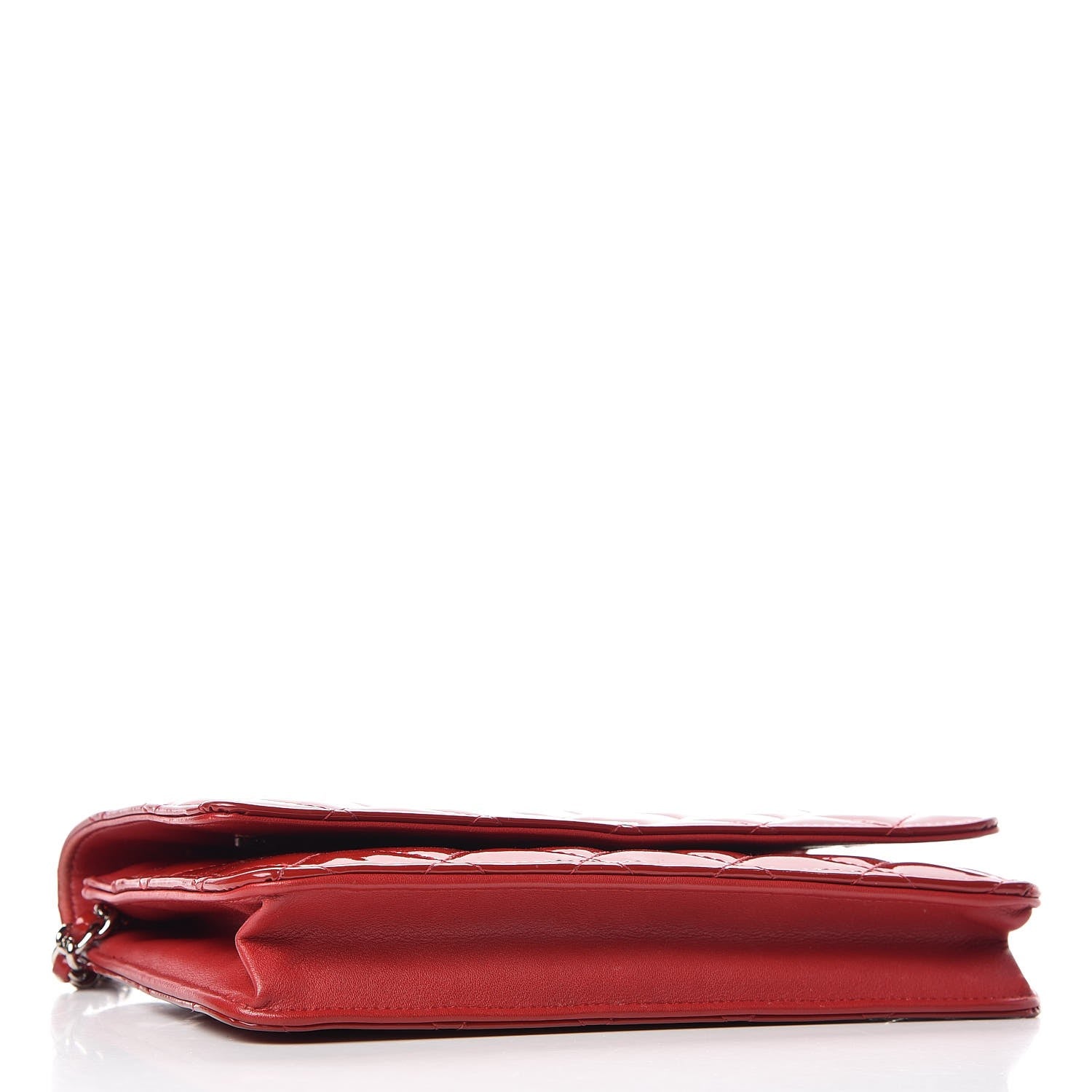 Chanel Patent Quilted Wallet On Chain WOC Red 4 of 12