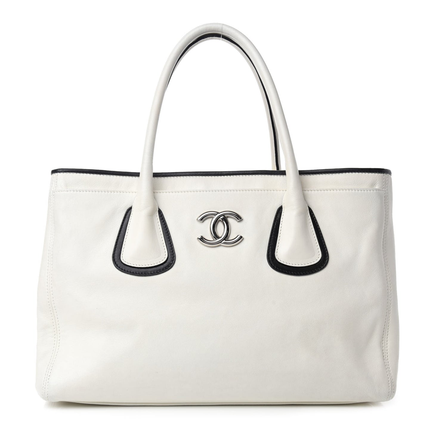 Lambskin Executive Cerf Shopper Tote White