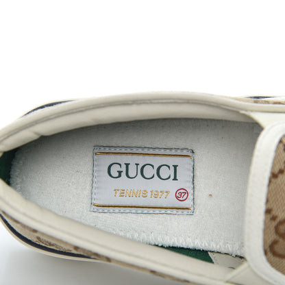 Gucci GG Monogram Womens 1977 Tennis Slip On 30mm Sneakers 37 Beige Ebony Mystic White 6 of 8