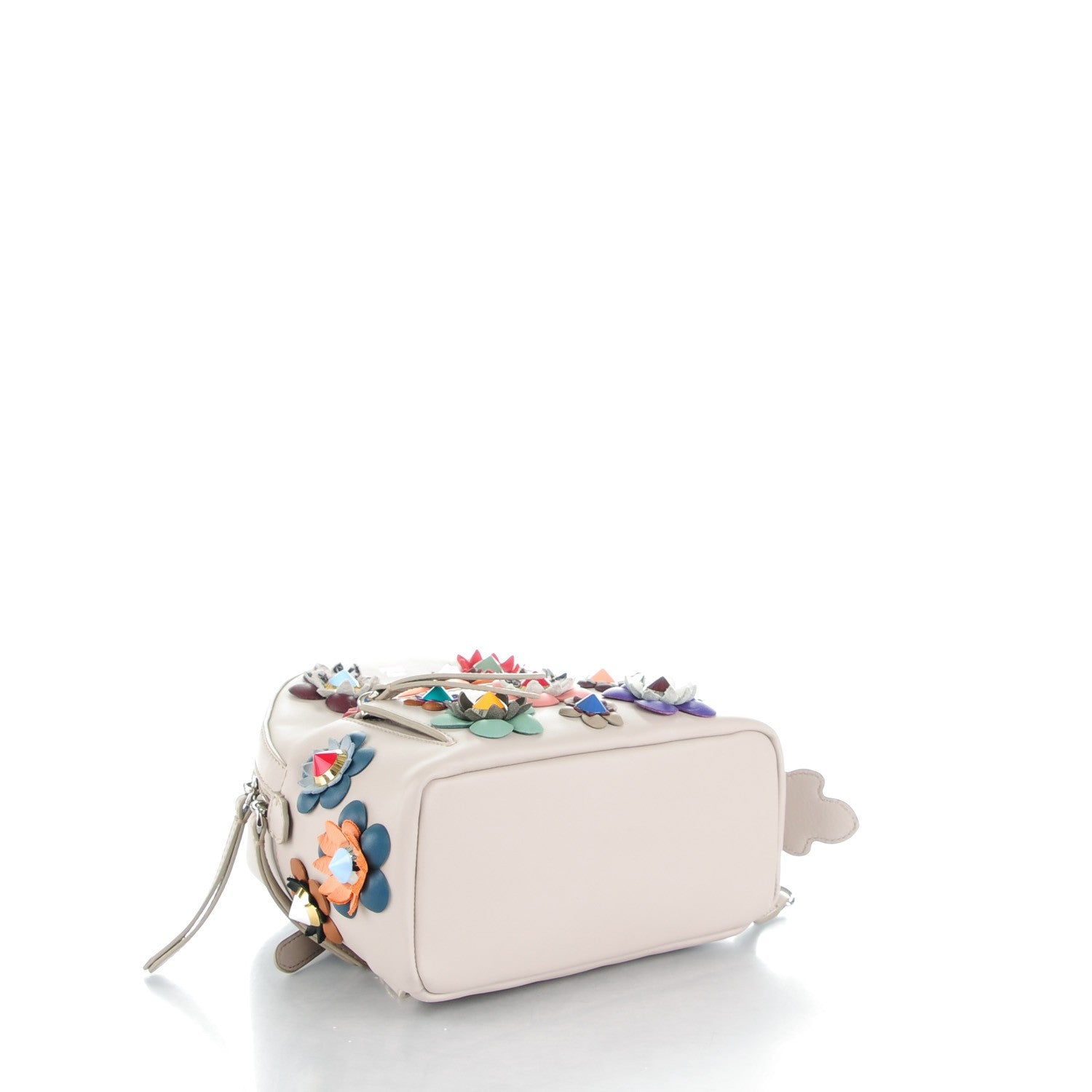 Fendi Vitello Dolce Flowerland Studded Mini Backpack Grigio Polvere Multicolor 4 of 8