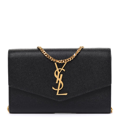 Saint Laurent Grain De Poudre Uptown Chain Wallet Black 1 of 9