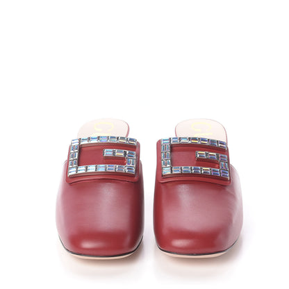 Gucci Malaga Kid Crystal Square G Madelyn Mules 38 Romantic Cerise 3 of 11