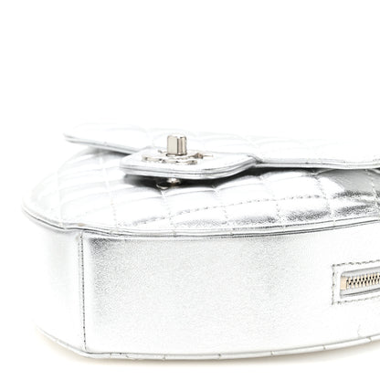 Chanel Metallic Lambskin Quilted Large CC In Love Heart Bag Silver 10 of 11