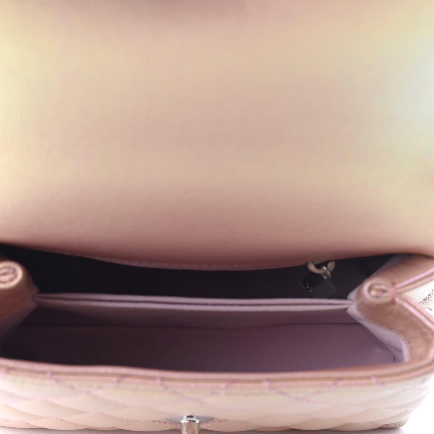 Iridescent Caviar Quilted Extra Mini Coco Handle Flap Light Pink