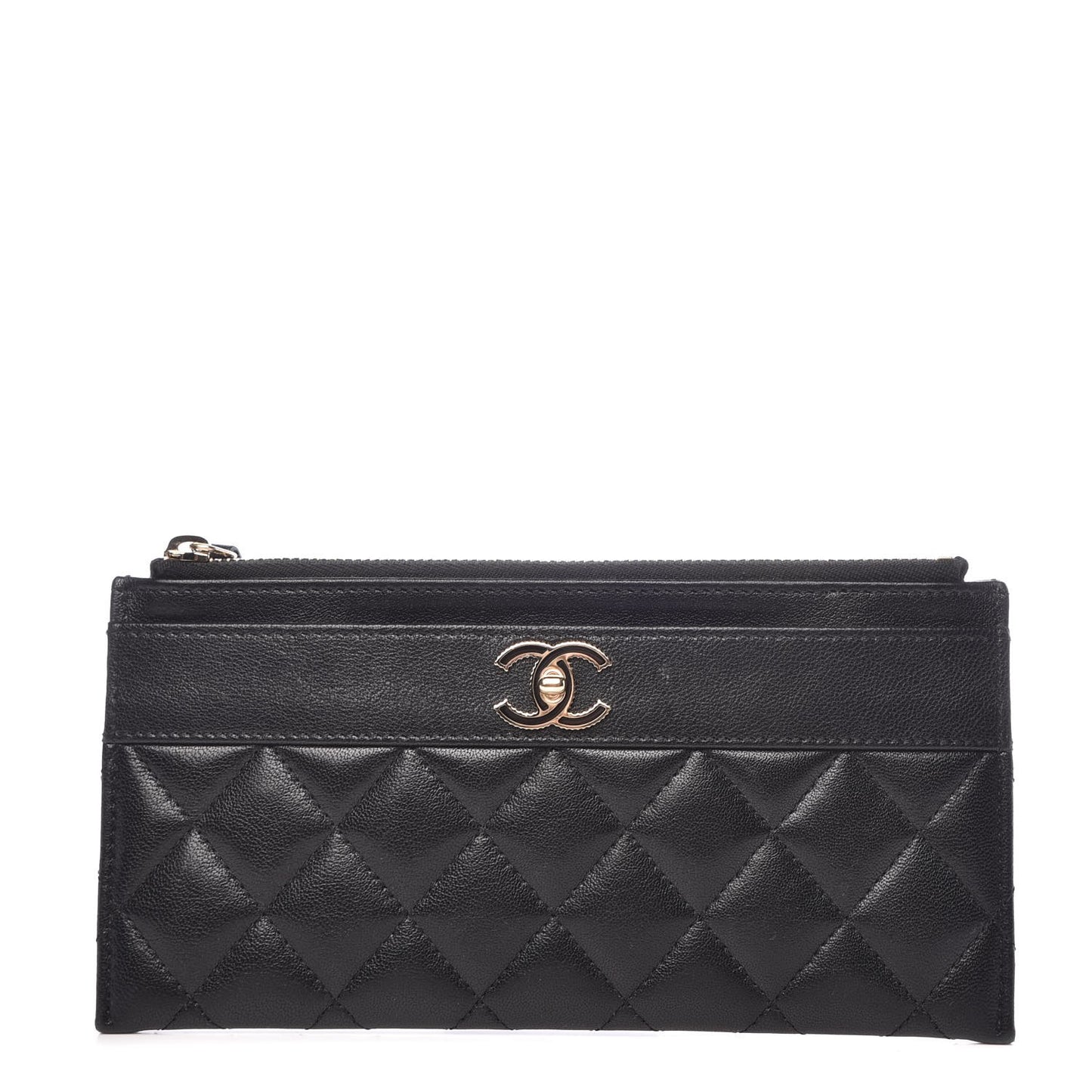 Sheepskin Quilted Mademoiselle Vintage Zip Pouch Black