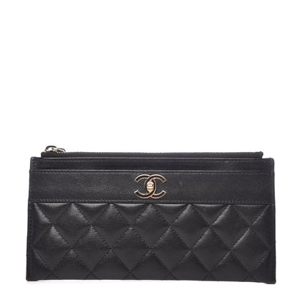 Chanel Sheepskin Quilted Mademoiselle Vintage Zip Pouch Black 1 of 8