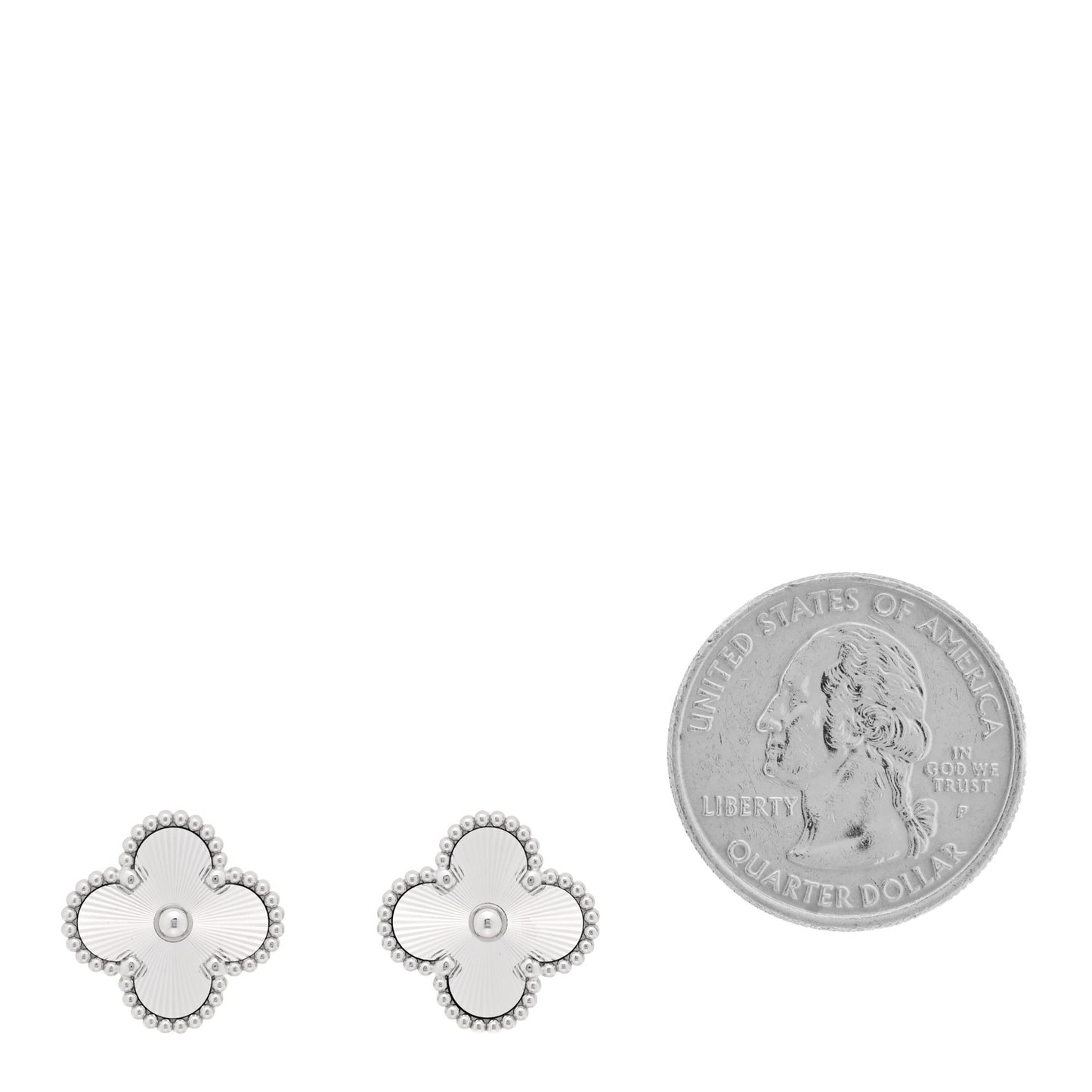 18K White Gold Guilloche Vintage Alhambra Earrings