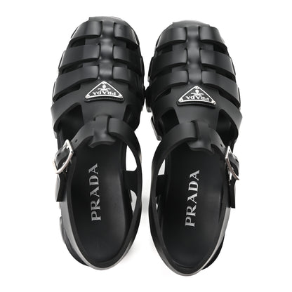 Prada Foam Rubber Triangle Logo Monolith 55mm Cage Sandals 40 Black 2 of 10