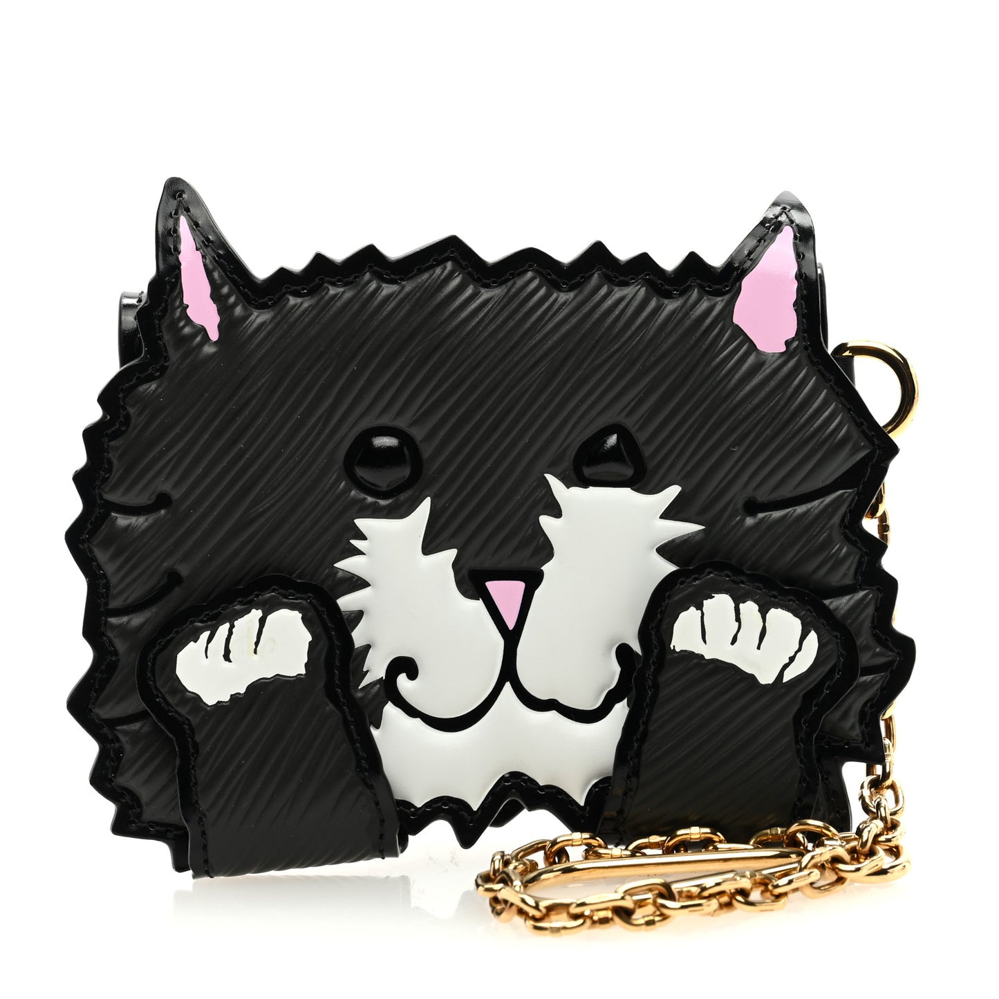 Epi Catogram Calfskin Cat Card Holder Black