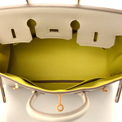Hermes Togo Horseshoe Birkin 25 Craie Lime 5 of 13