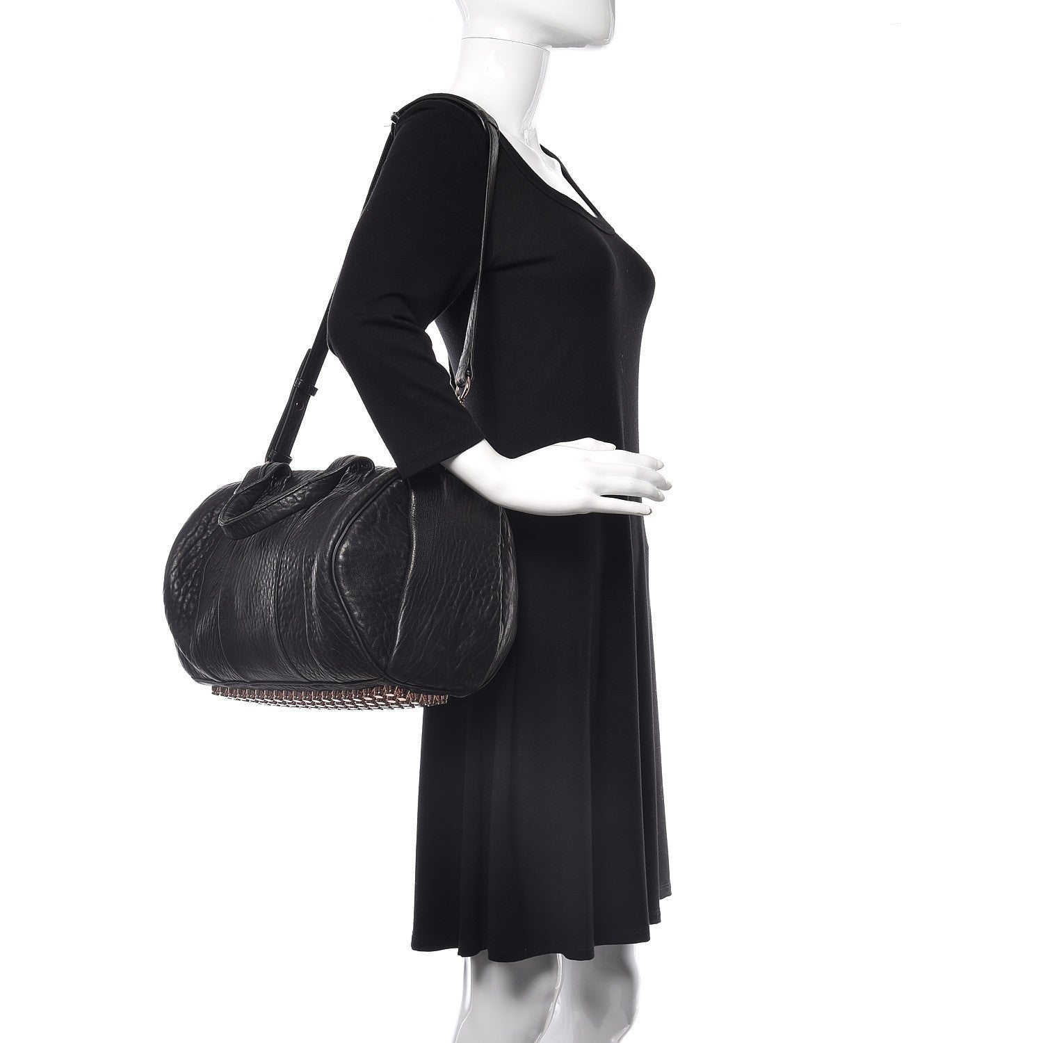 Alexander Wang Pebbled Lambskin Rocco Black Rose Gold Hardware 3 of 15