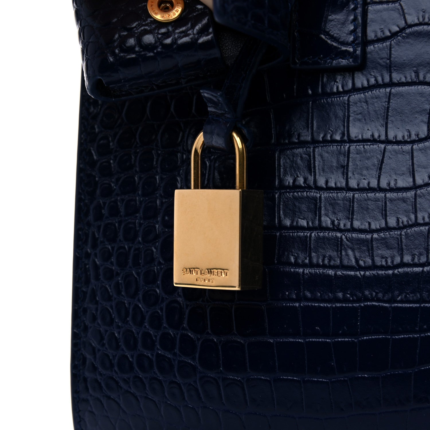 Saint Laurent Calfskin Crocodile Embossed Nano Sac De Jour Royal Blue 9 of 11