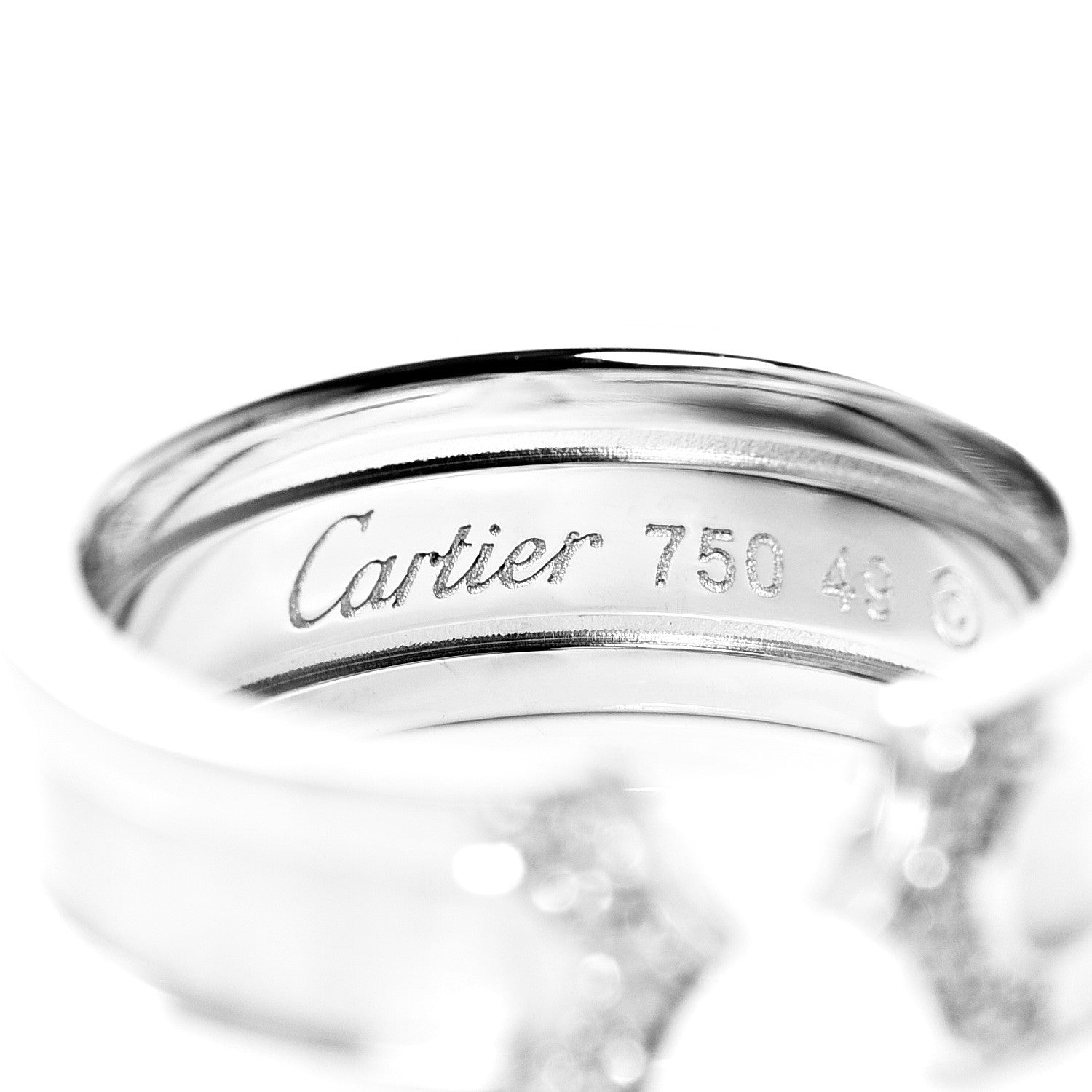 Cartier 18K White Gold Diamond 6.5mm Logo De Ring 49 4.75 4 of 5