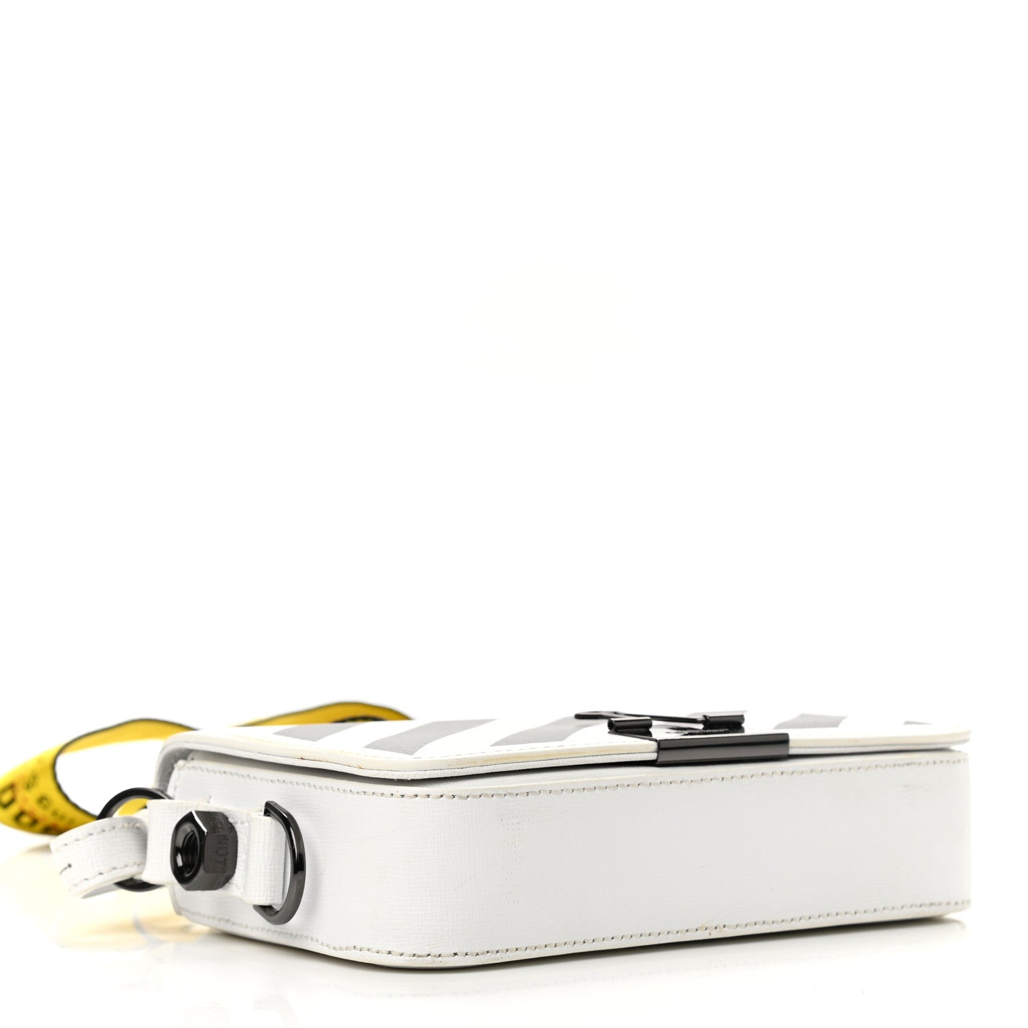 Off-White Saffiano Striped Diag Binder Flap Bag White Black 4 of 14