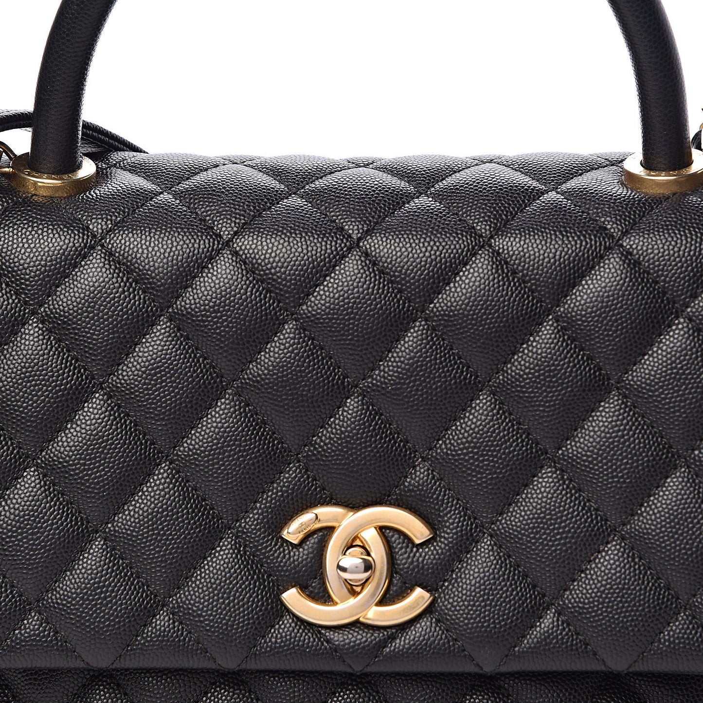 Caviar Quilted Small Coco Handle Flap Black