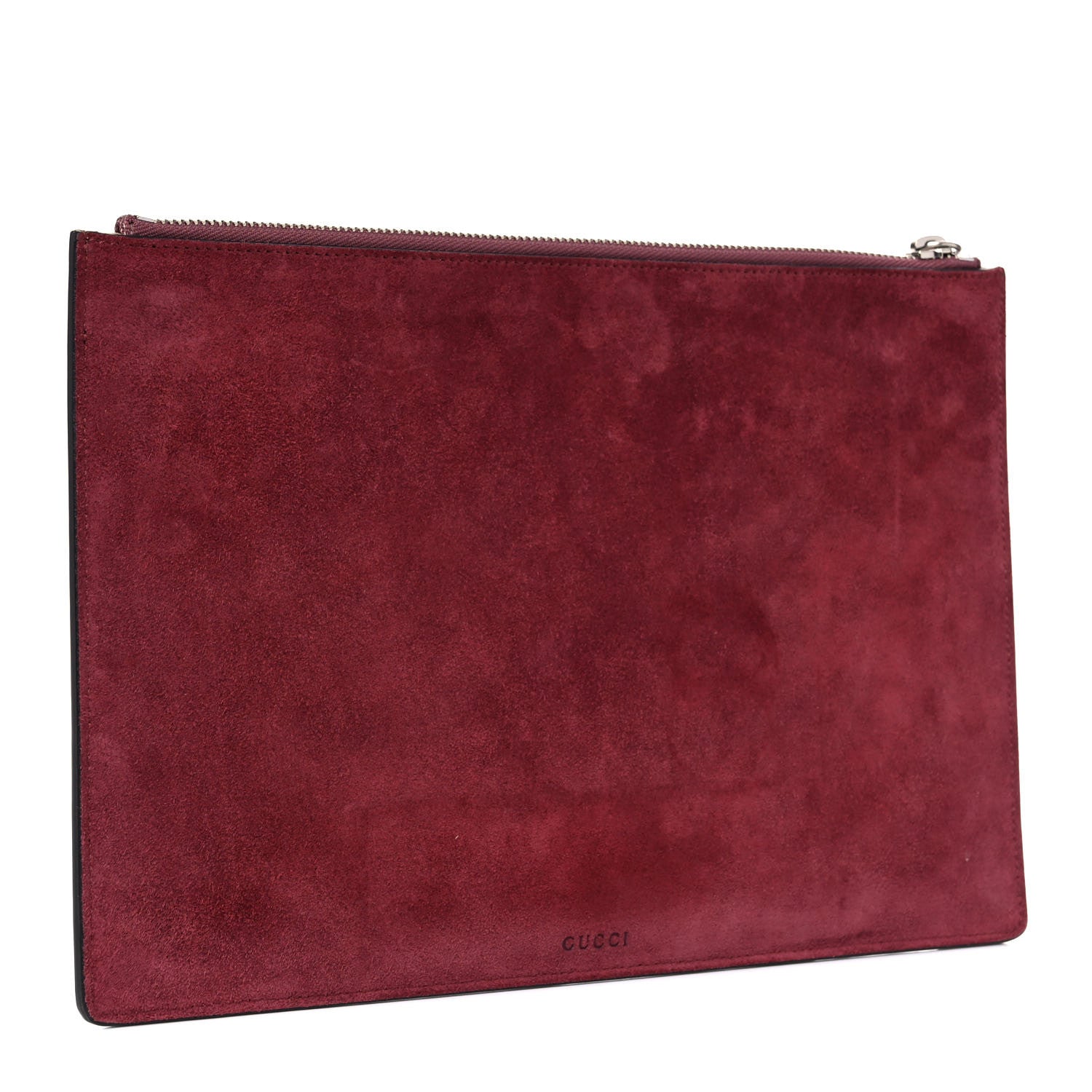 Gucci GG Supreme Monogram Blooms Suede Large Zip Pouch Beige Multicolor Dry Rose 3 of 11