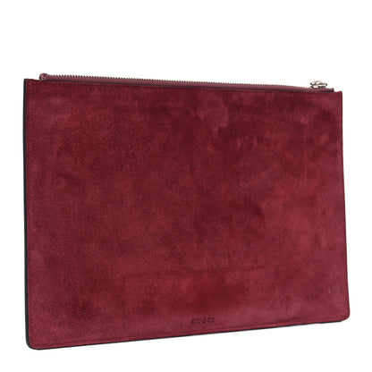 Gucci GG Supreme Monogram Blooms Suede Large Zip Pouch Beige Multicolor Dry Rose 3 of 11