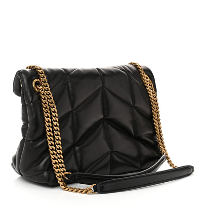 Saint Laurent Lambskin Quilted Small Loulou Puffer Monogram Chain Satchel Black 3 of 10