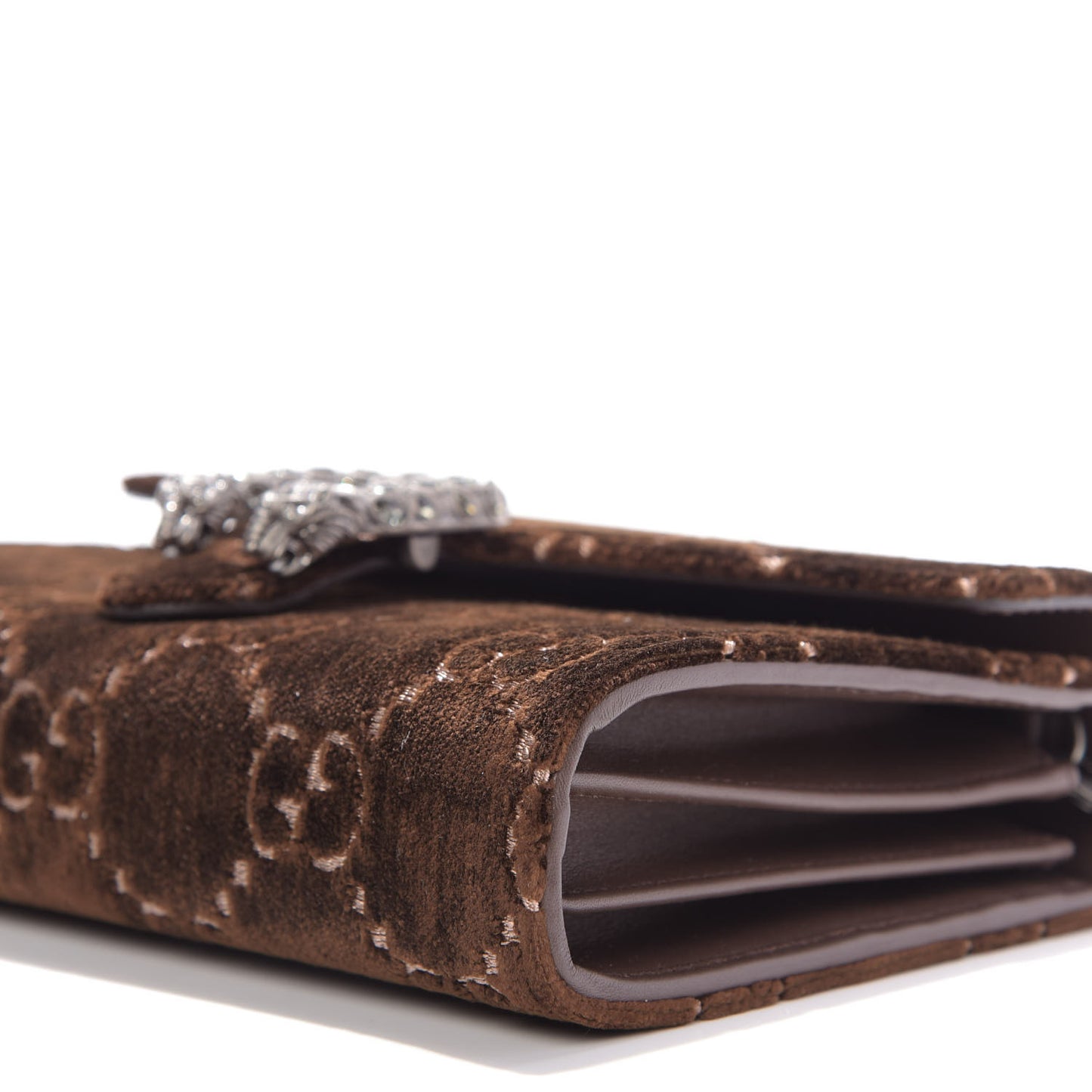 Velvet GG Monogram Mini Dionysus Chain Wallet Brown