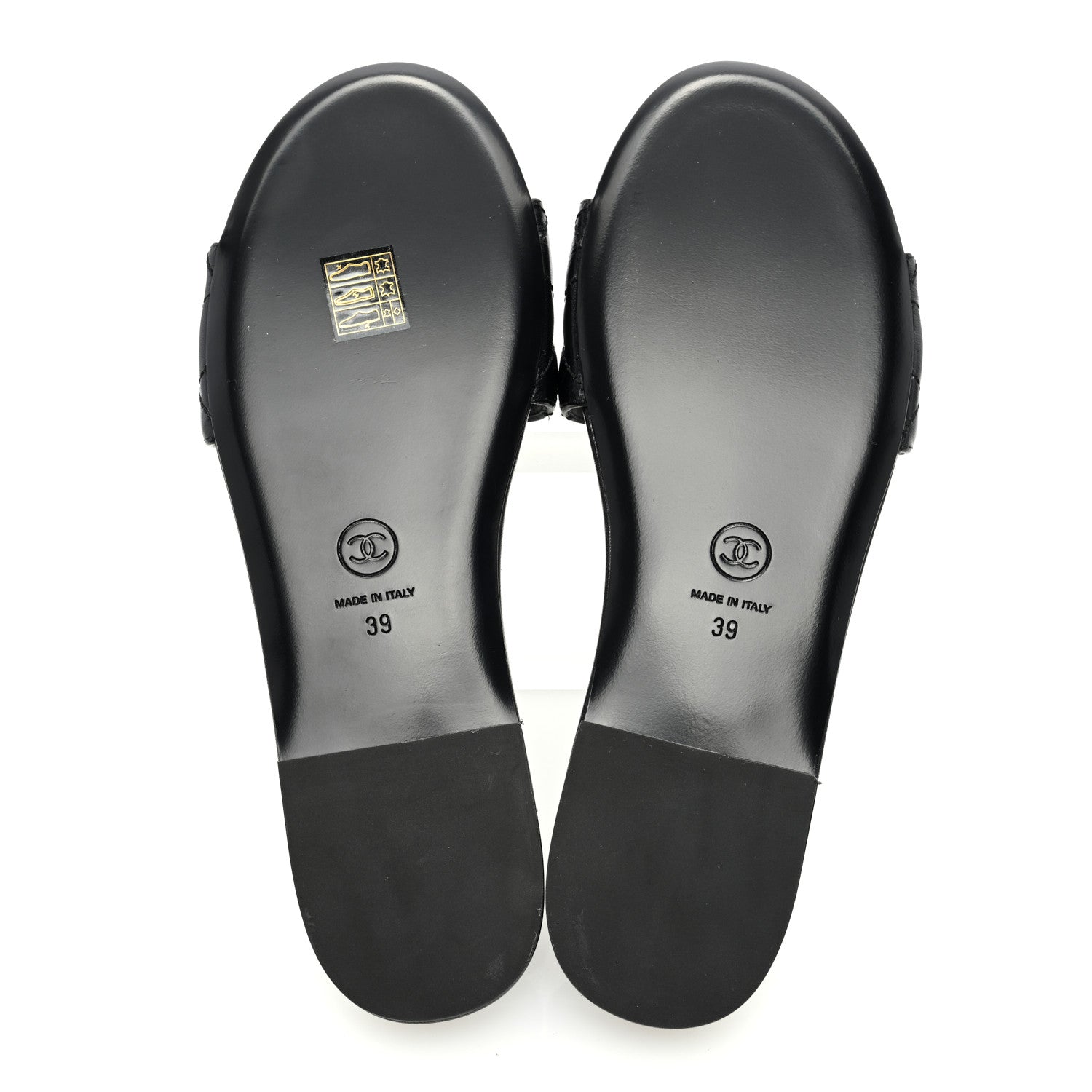 Chanel Shiny Goatskin Quilted CC Mules Sandals 39 Black 5 of 8