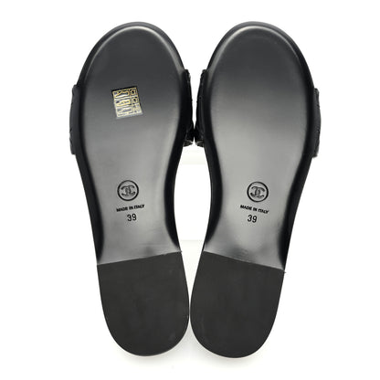 Chanel Shiny Goatskin Quilted CC Mules Sandals 39 Black 5 of 8