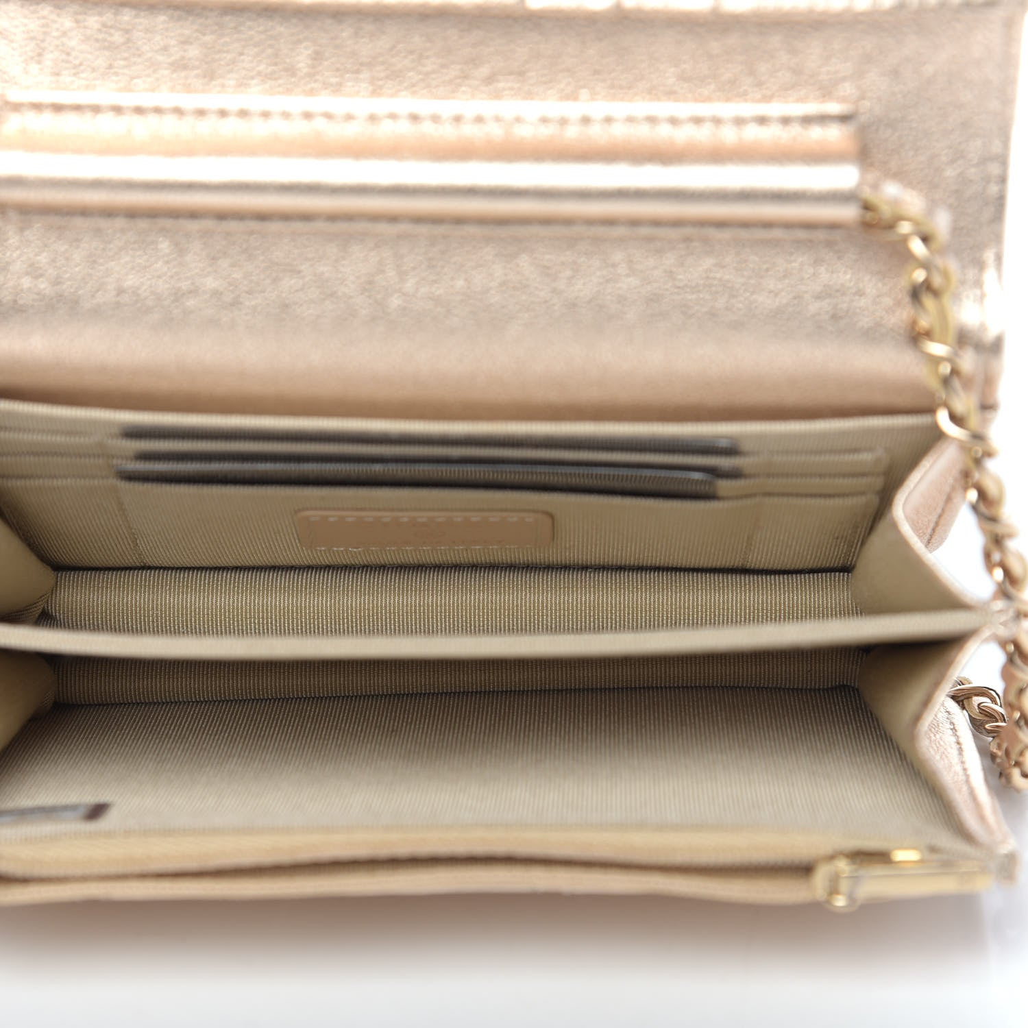 Chanel Metallic Lambskin Quilted Mini Wallet On Chain WOC Gold 5 of 11