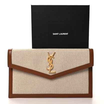Saint Laurent Canvas Uptown Pouch Natural Beige Brick 9 of 9