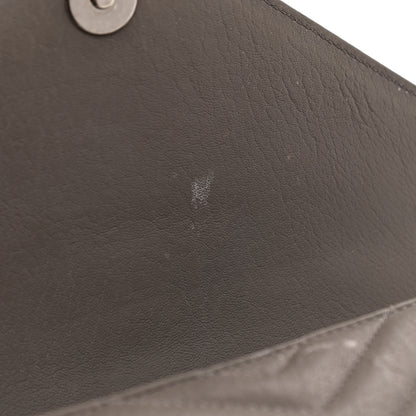 Saint Laurent Sheepskin Matelasse Chevron Monogram Medium College Bag Light Coal 11 of 14