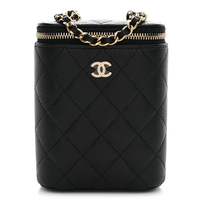 Chanel Caviar Quilted Small Vertical Coco Beauty Vanity Case With Chain Black 1 of 10