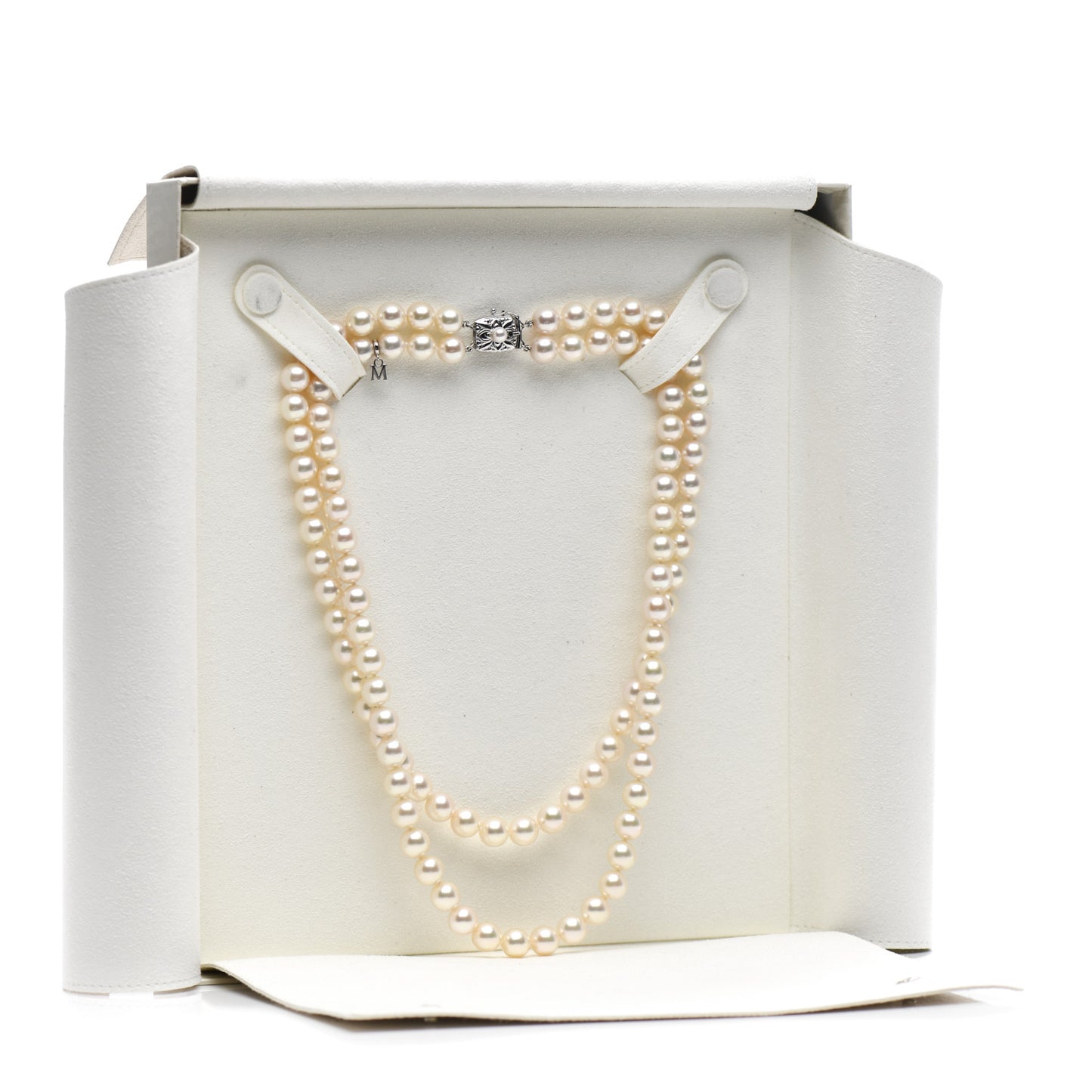 18K White Gold Akoya Pearl 8-8.5mm Double Strand Necklace