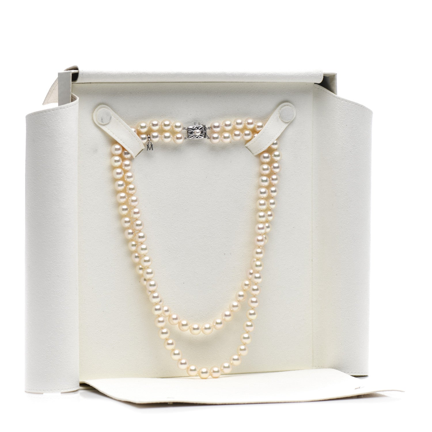 Mikimoto 18K White Gold Akoya Pearl 8-8.5mm Double Strand Necklace 5 of 5