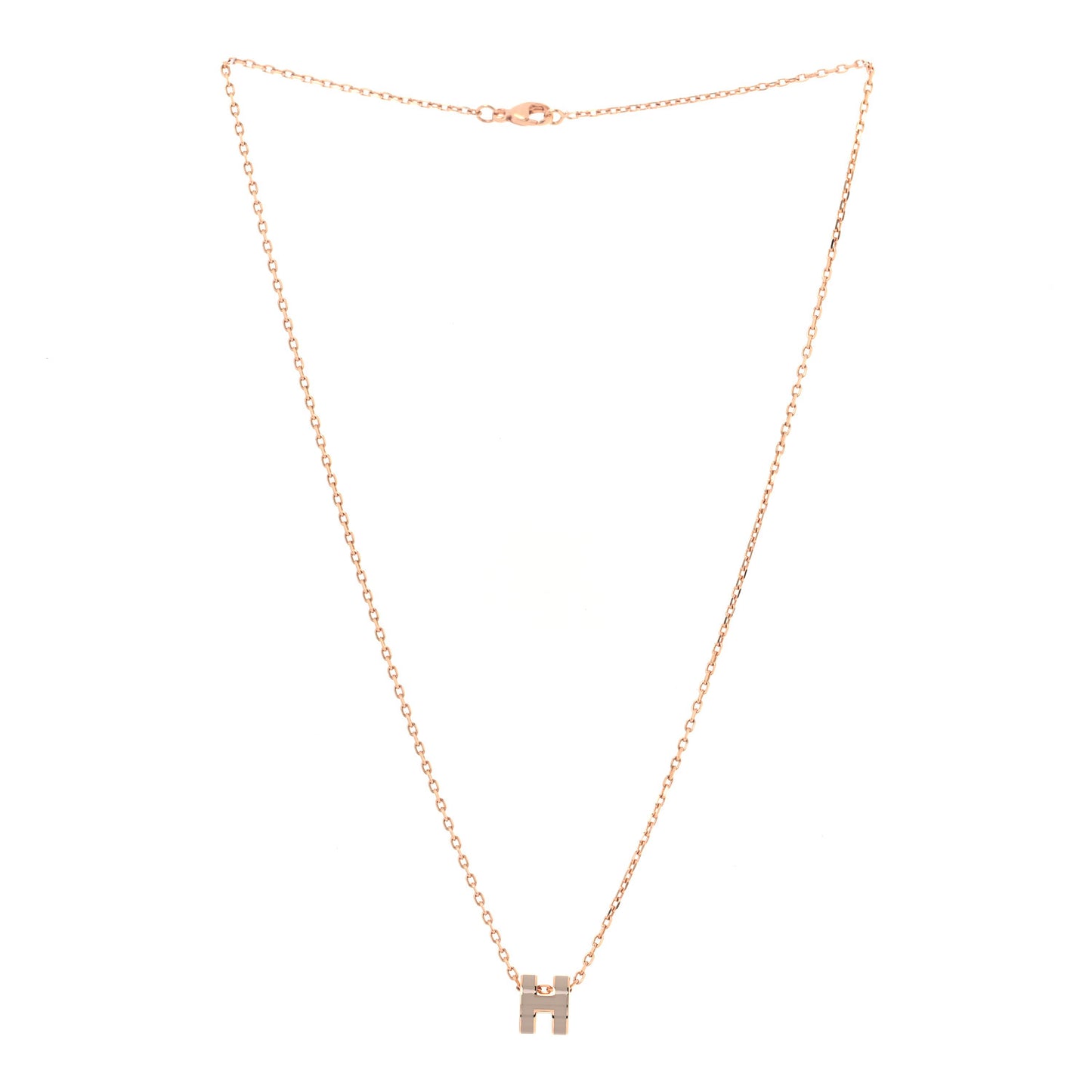 Lacquered Rose Gold Mini Pop H Pendant Necklace Marron Glace