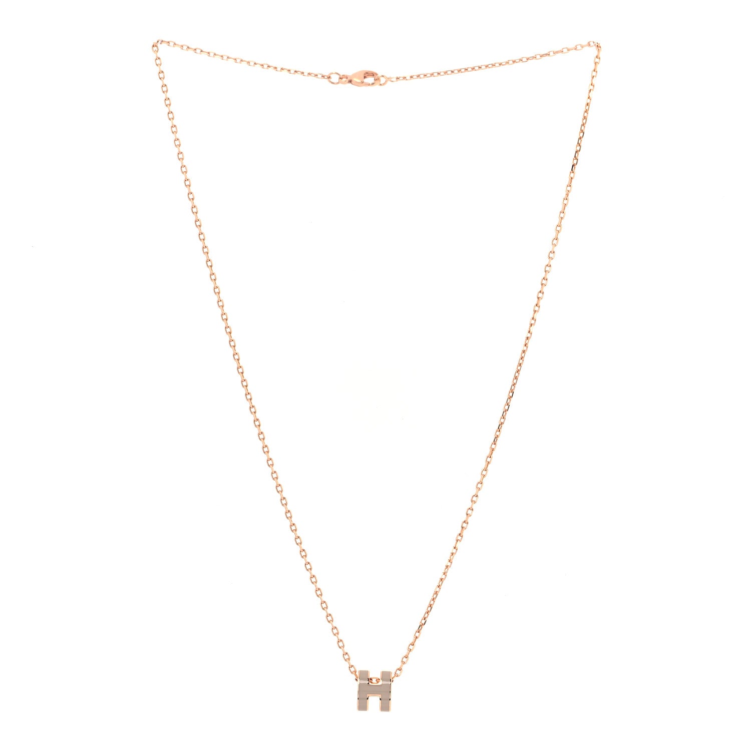 Hermes Lacquered Rose Gold Mini Pop H Pendant Necklace Marron Glace 2 of 7
