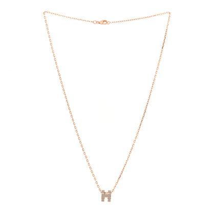 Hermes Lacquered Rose Gold Mini Pop H Pendant Necklace Marron Glace 2 of 7