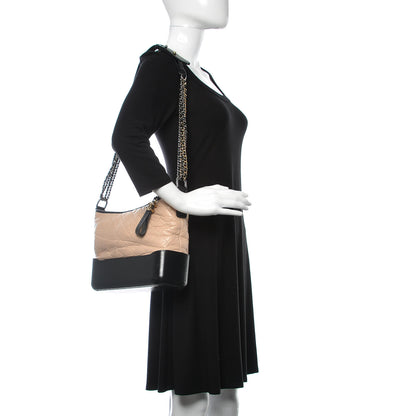 Chanel Aged Calfskin Quilted Medium Gabrielle Hobo Beige Black 2 of 15